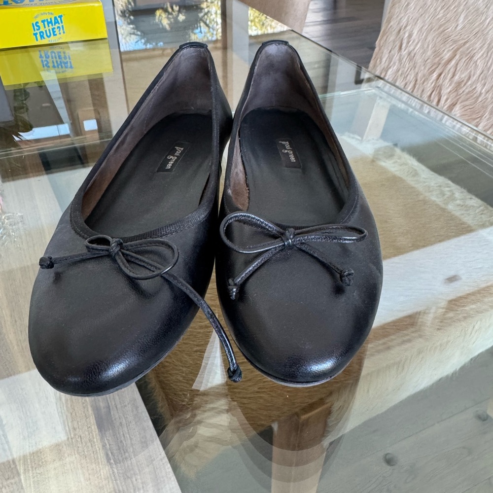 Paul Green Excellent 38 Black Leather ballet Flats 38